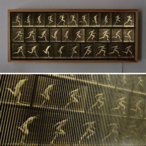 Muybridge Man Running Animation Cycle - Op Art 14x36 Lightbox by Mini-Cinema - Wood frame