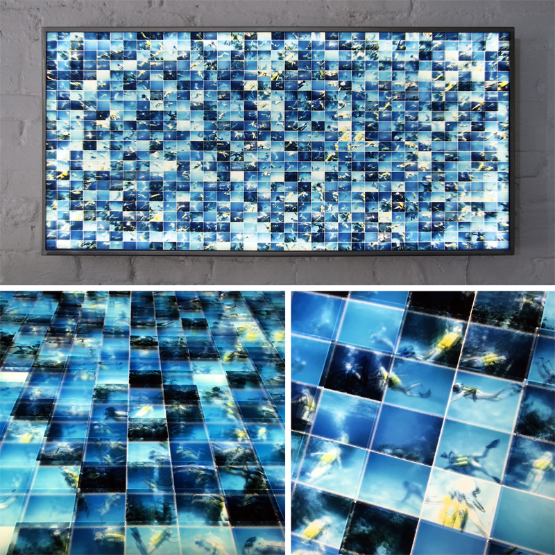 Mini-Cinema Lightbox - Tiger Reef Dive 22x46 Grid - Light Art by Hugo Cantin