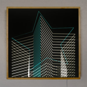 Blue Star – Graphic Line Art Optical Illusion – 20×20 Lightbox by Mini-Cinema / Hugo Cantin