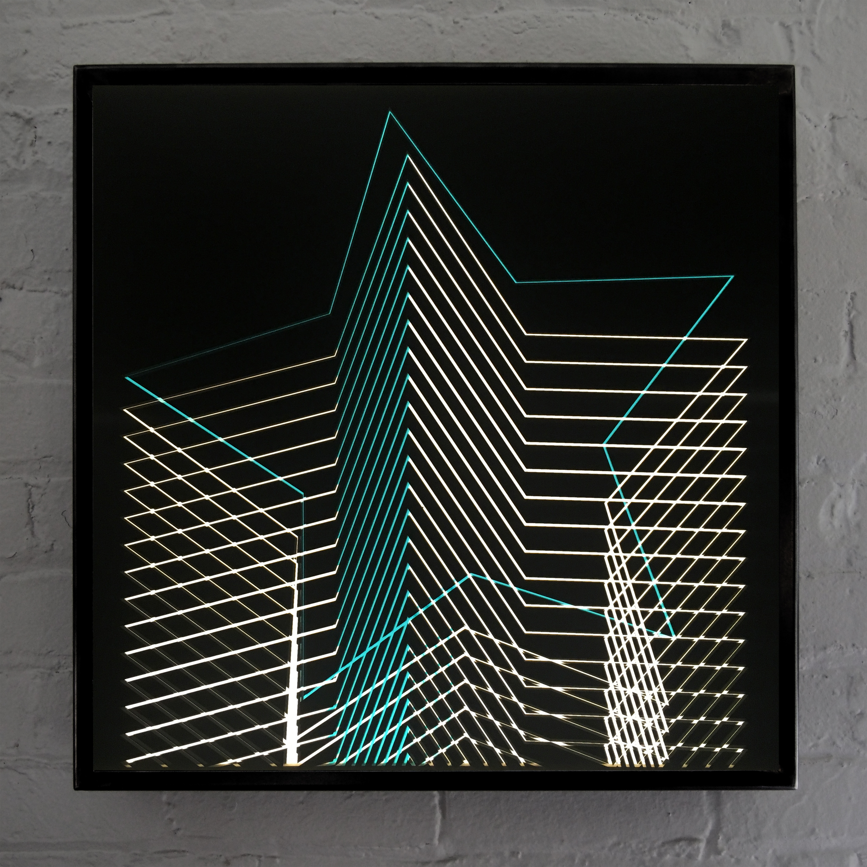Blue Star - Graphic Line Art Optical Illusion – 20×20 Lightbox - Light Art by Hugo Cantin