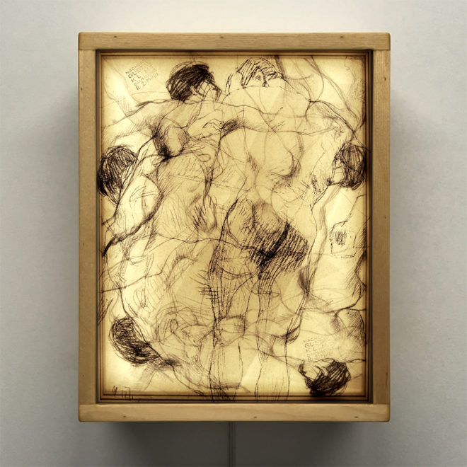 Klimt Sketches - Male Nude Drawings 11x9 Lightbox by Mini-Cinema