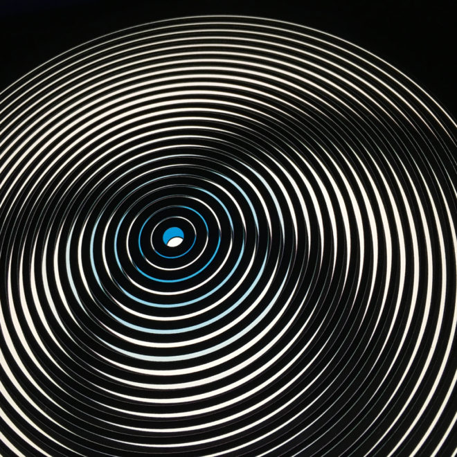 Music Record Blue Side.A - Graphic Line Art Optical Illusion - 12×12 Lightbox