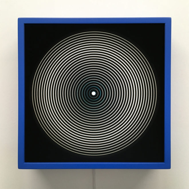 Music Record Blue Side.A - Graphic Line Art Optical Illusion - 12×12 Lightbox
