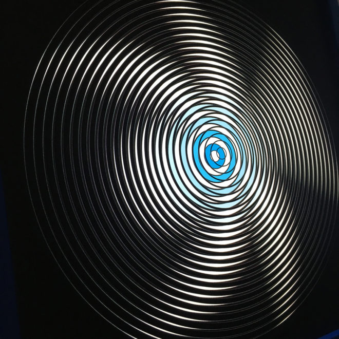 Music Record Blue Side.A - Graphic Line Art Optical Illusion - 12×12 Lightbox