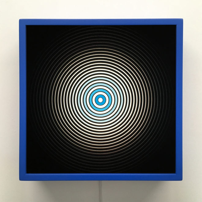 Music Record Blue Side.A - Graphic Line Art Optical Illusion - 12×12 Lightbox