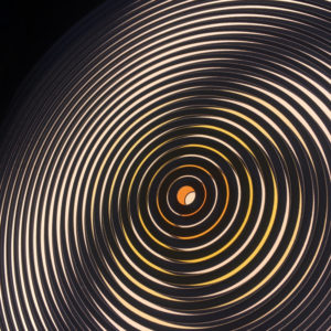 Music Record Yellow Side.A - Graphic Line Art Optical Illusion - 12×12 Lightbox by Mini-Cinema (Detail 2)