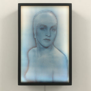Pixelated Man Ray - 1930s Meret Oppenheim Vanishing Portrait - 18x12 Lightbox by Mini-Cinema -Front Black