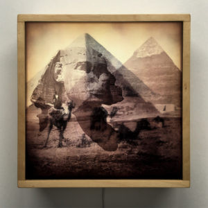 Vanishing Sphinx and Pyramids of Giza Egypt - 12x12 Lightbox by Mini-Cinema