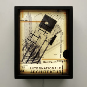 Bauhaus Bucher Architecture Mashup - Multiple Print Depth Effect - 11x9 BLK Lightbox by Mini-Cinema