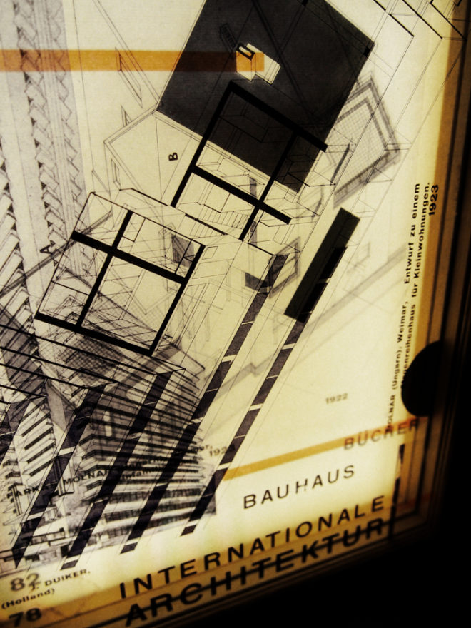 Bauhaus Bucher Architecture Mashup - Multiple Print Depth Effect - 11x9 Led Lightbox by Mini-Cinema (Detail2)