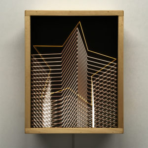 Gold Star Tower – Graphic Line Art Optical Illusion - 11x9 Led Lightbox by Mini-Cinema