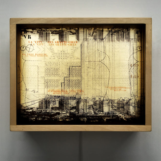 Le Corbusier Masterplan Architecture Sketches - Multiple Print Depth Effect - 9x11 Lightbox by Mini-Cinema