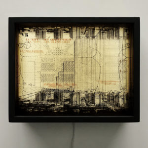 Le Corbusier Masterplan Architecture Sketches - Multiple Print Depth Effect - 9x11 Lightbox -BLK