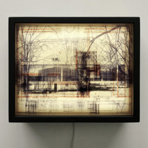 Mies Masterplan Architecture Sketches - Farnsworth House Mashup - 9x11 Lightbox -BLK