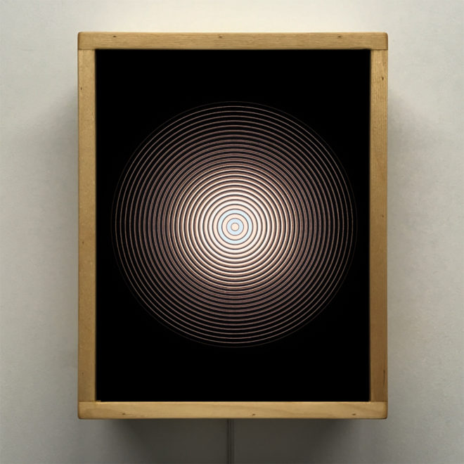 Music Record Blue Side.B – Graphic Line Art Optical Illusion - 11x9 Lightbox by Mini-Cinema