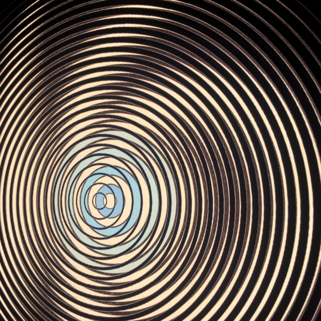 Music Record Blue Side.B – Graphic Line Art Optical Illusion - 11x9 Lightbox by Mini-Cinema (Detail1)