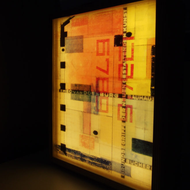 Van Doesburg Architecture Study - Multiple Print Depth Effect - 11x9 Led Lightbox by Mini-Cinema (Side)