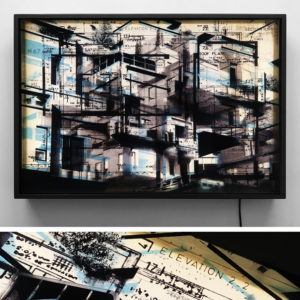 Habitat67 Masterplan #3 - Mid Century Architecture Sketches - 14x20 Lightbox by Hugo Cantin : Mini-Cinema -Front-BLK
