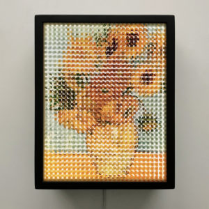 Pixelated Sunflowers - Van Gogh Homage - 11x9 Lightbox by Mini-Cinema