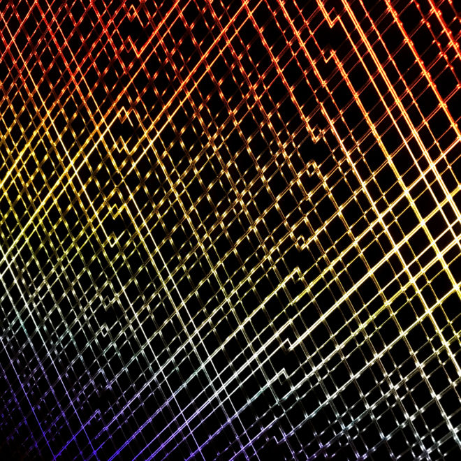 Rainbow Pattern Network #1 - Layered Prints Optical Effect - 12×12 Lightbox by Mini-Cinema / Hugo Cantin