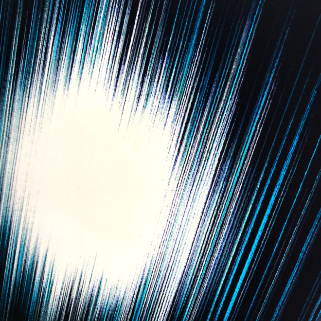Blue Hatch - Layered Prints Optical Effect - 12×12 Lightbox by Mini-Cinema