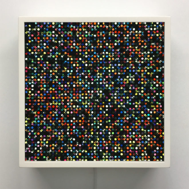 Lite Brite #4 Flower Garden - Colorful Dots Depth Effect - 12×12 Lightbox by Mini-Cinema / Hugo Cantin