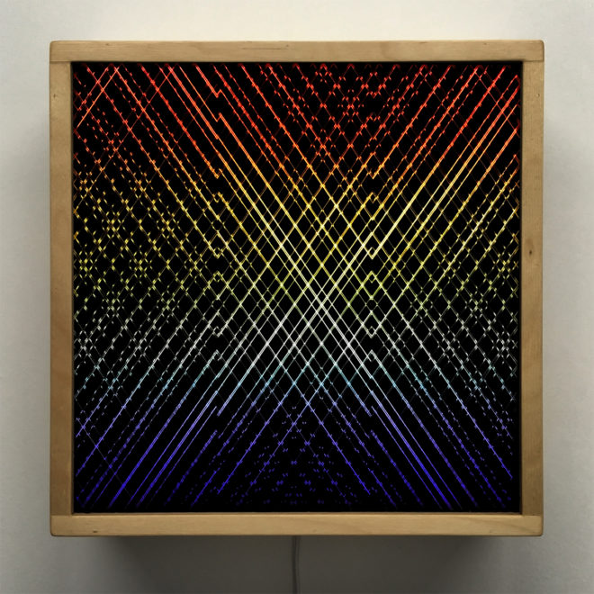 Rainbow Pattern Network #1 - Layered Prints Optical Effect - 12×12 Lightbox by Mini-Cinema / Hugo Cantin