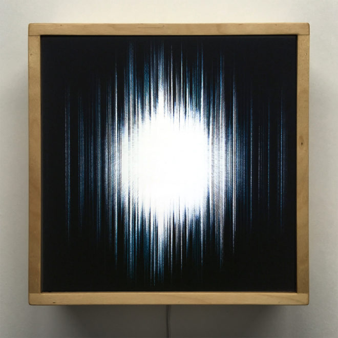 Blue Hatch - Layered Prints Optical Effect - 12×12 Lightbox by Mini-Cinema