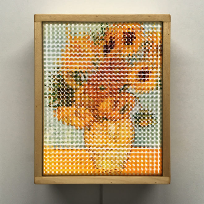 Pixelated Sunflowers - Van Gogh Homage - 11x9 Lightbox by Mini-Cinema