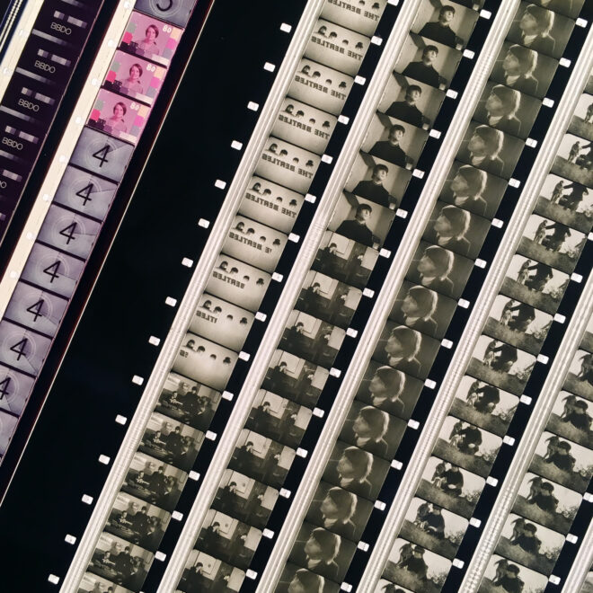 The Beatles 1965 Help! Musical Trailer - Rare 16mm Film Collage - 18x18 Lightbox by Hugo Cantin Mini-Cinema _close1
