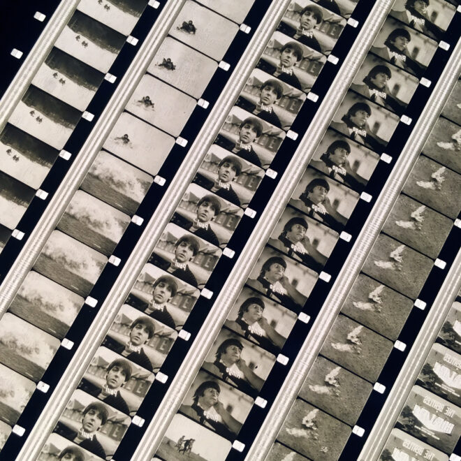 The Beatles 1965 Help! Musical Trailer - Rare 16mm Film Collage - 18x18 Lightbox by Hugo Cantin Mini-Cinema _close2