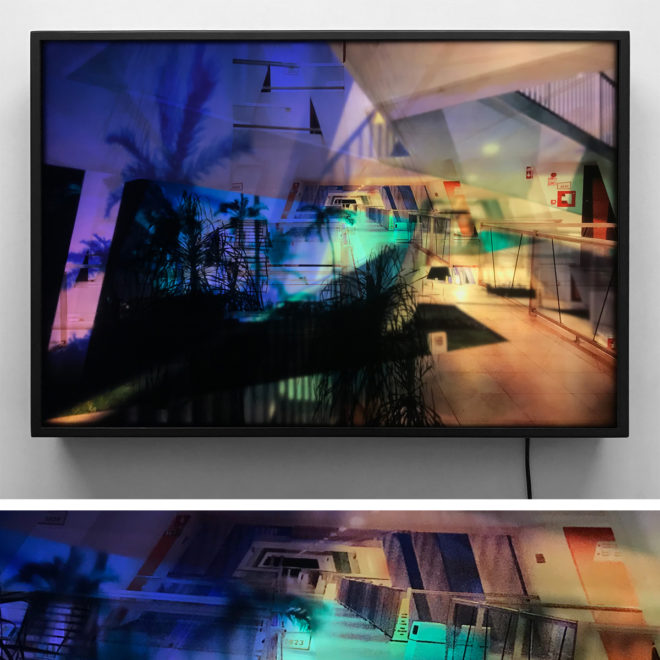 Mexican Resort Superimposed Architecture - Multiple Print Depth Effect - Lofty 20×30 Lightbox by Mini-Cinema / Hugo Cantin