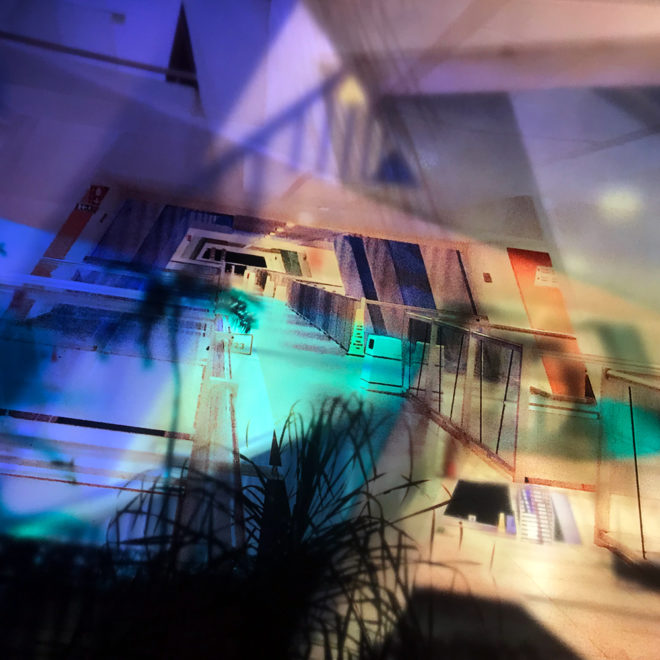 Mexican Resort Superimposed Architecture - Multiple Print Depth Effect - Lofty 20×30 Lightbox by Mini-Cinema / Hugo Cantin