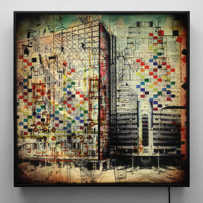 The Architect Masterplan - Multiple Print Depth Effect - Lofty Large-scale 36×36 Lightbox - Mini-Cinema - Hugo Cantin