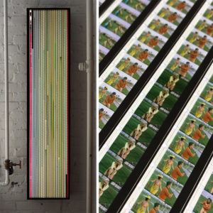 Tweedle-Dee Scopitone Jukebox Campy Golf Lesson - 16mm Film Collage - Lofty 58x14 Lightbox by Mini-Cinema / Hugo Cantin -MIX