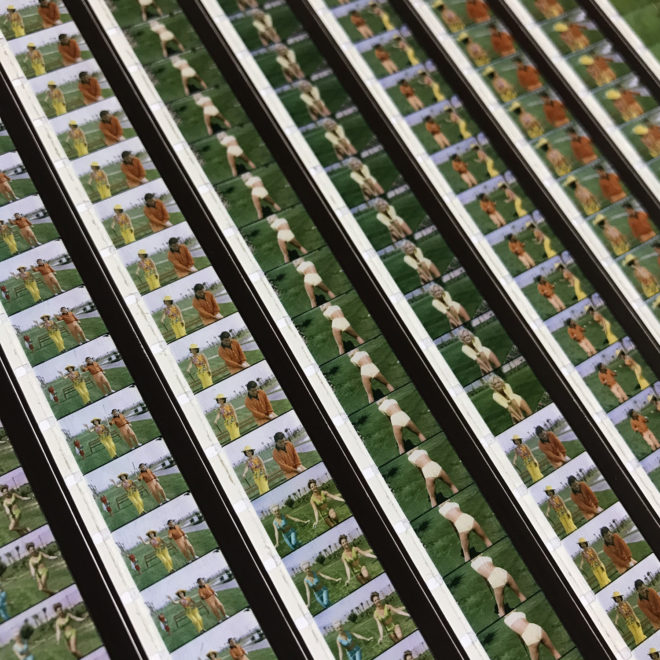 Tweedle-Dee Scopitone Jukebox Campy Golf Lesson - 16mm Film Collage - Lofty 58x14 Lightbox by Mini-Cinema : Hugo Cantin -close5