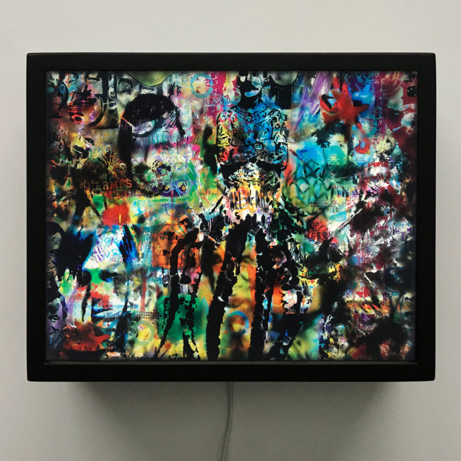 Tegui Graffiti Mashup - Multiple Print Depth Effect - 9×11 Lightbox by Mini-Cinema : Hugo Cantin - front