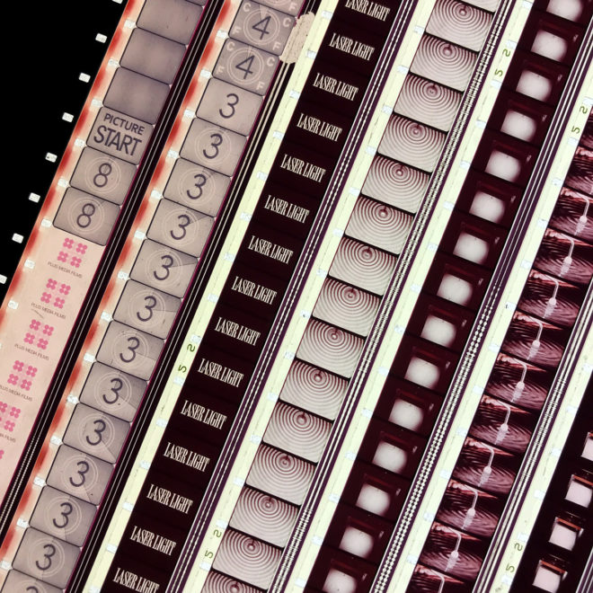 Laser Light Documentary - 16mm Film Collage - Lofty 36x36 Lightbox by Hugo Cantin : Mini-Cinema _close1