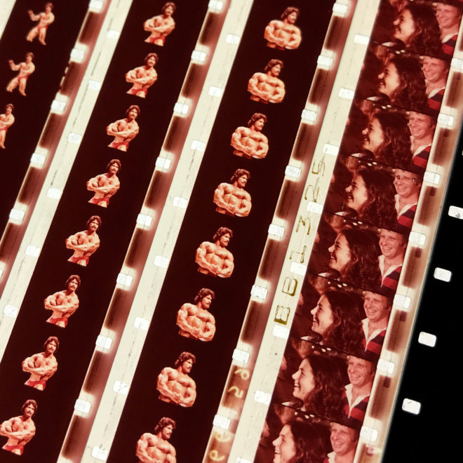 1970s Mr Olympia Beefcake Competition - 16mm Film Collage - 18x12 Lightbox by Hugo Cantin : Mini-Cinema _close1