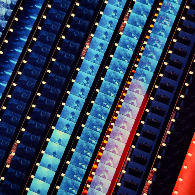 Deep Blue Sea 1971 Scuba Diving Home Movie - 16mm Film Collage - Lofty 36x36 Lightbox by Hugo Cantin : Mini-Cinema _close1