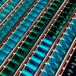 Dolphins 1983 National Geographic Doc - 16mm Film Collage - Lofty 30x30 Lightbox by Hugo Cantin : Mini-Cinema _close4