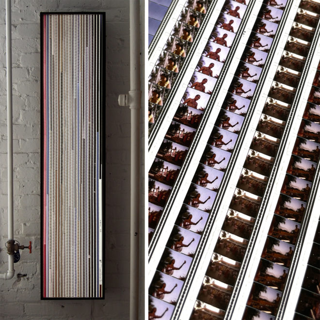 Fly Pan Am to Hawaii 1970s Sailboats & Luau Feast - 16mm Film Collage - Lofty 58x14 Lightbox by Hugo Cantin - Mini-Cinema -0
