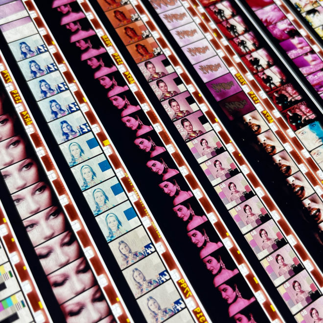Mini-Cinema Cut-Up Mix - 16mm Film Collage - Lofty 58x14 Lightbox by Hugo Cantin _close4