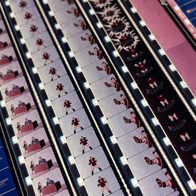 Iron Man Title Intro 1966 Marvel Comics - Rare 16mm Film Collage - 28x7 Lightbox by Mini-Cinema : Hugo Cantin _close3