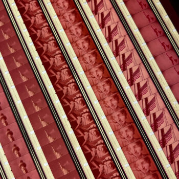 Pinky Miss Liberty - 16mm Film Collage - 20x14 Lightbox by Hugo Cantin - Mini-Cinema _close1