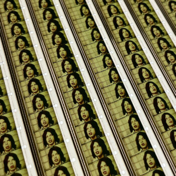 Mick Jagger Interview 1969 - 16mm Film Collage - 12x12 Lightbox by Hugo Cantin - Mini-Cinema _close2