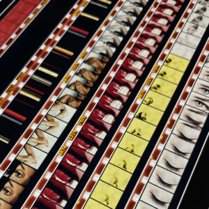 Lipstick Cut-Up Mix - 16mm Film Collage - 58x5 Long Slim Lightbox by Mini-Cinema - Hugo Cantin _close2