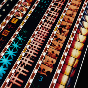 Lipstick Cut-Up Mix - 16mm Film Collage - 58x5 Long Slim Lightbox by Mini-Cinema - Hugo Cantin _close3