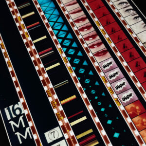 Lipstick Cut-Up Mix - 16mm Film Collage - 58x5 Long Slim Lightbox by Mini-Cinema - Hugo Cantin _close4