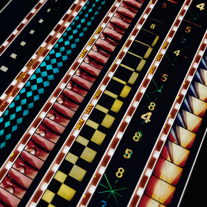 Lipstick Cut-Up Mix - 16mm Film Collage - 58x5 Long Slim Lightbox by Mini-Cinema - Hugo Cantin _close5